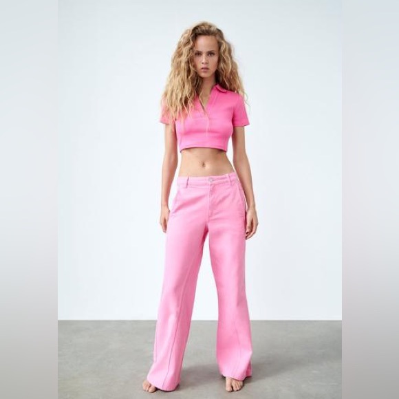 NWT Zara Pink Rib Polo Shirt - Picture 6 of 8